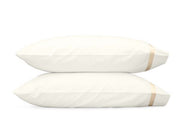 Lowell Standard Pillowcase-Single Bedding Style Matouk Ivory/Champagne 