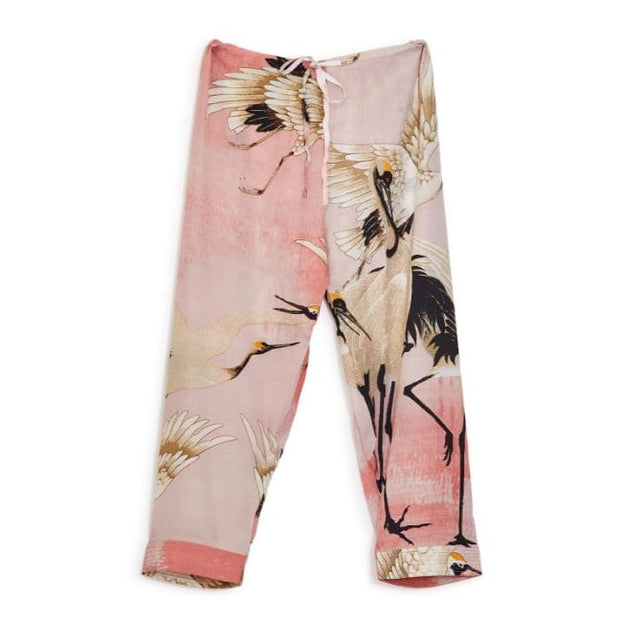 Pink Heron Lounge Pant with Drawstring Closure Twos Company 