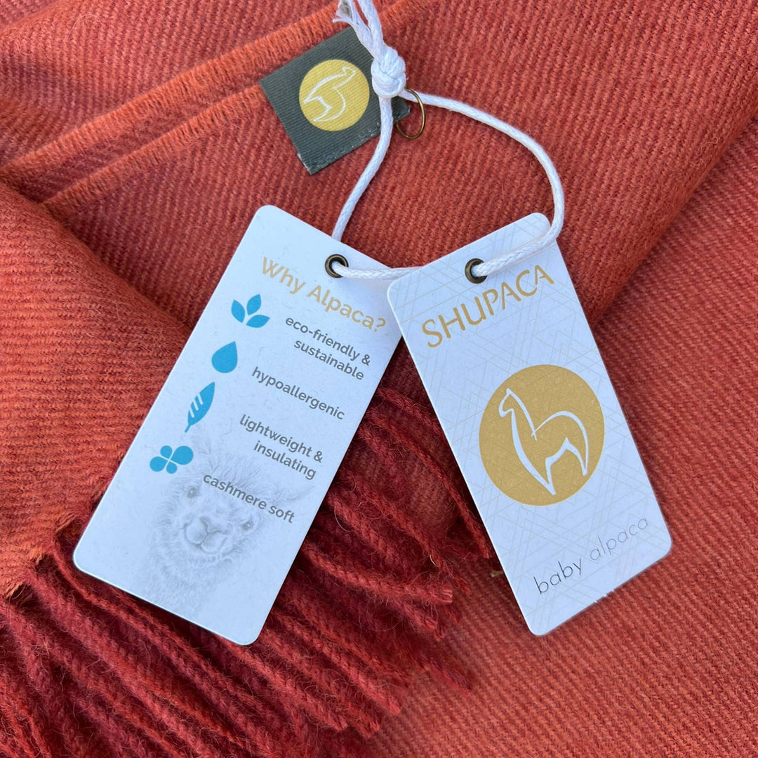 100% Baby Alpaca Throw - Crimson Shupaca Alpaca 