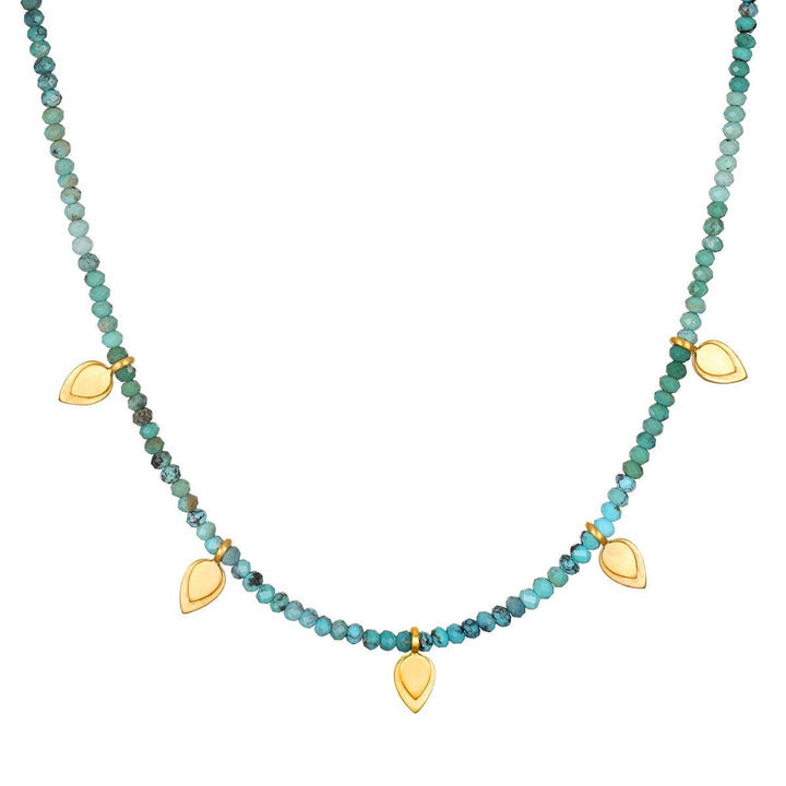 14" Emerging Hope Turquoise Petal Choker Necklace Satya Jewelry 