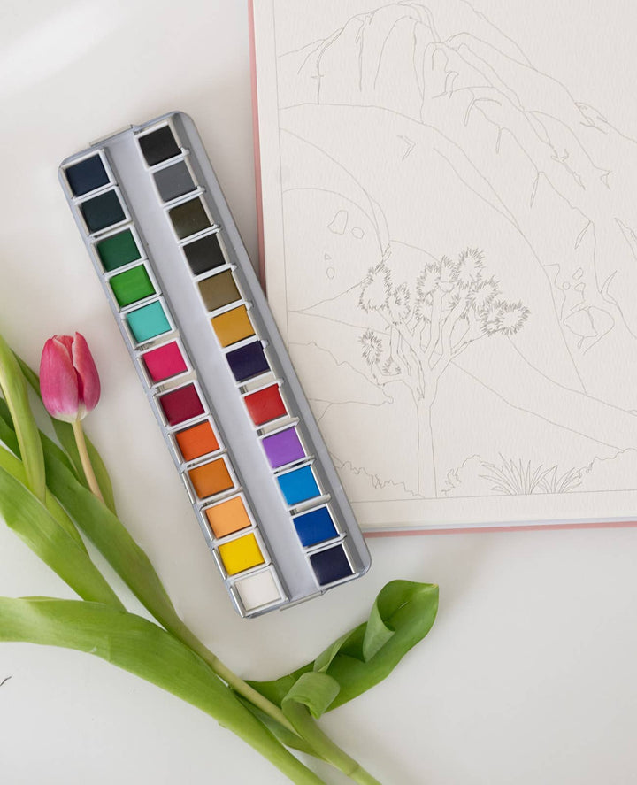 24 Color Watercolor Paint Palette Bailey Rae Studio 