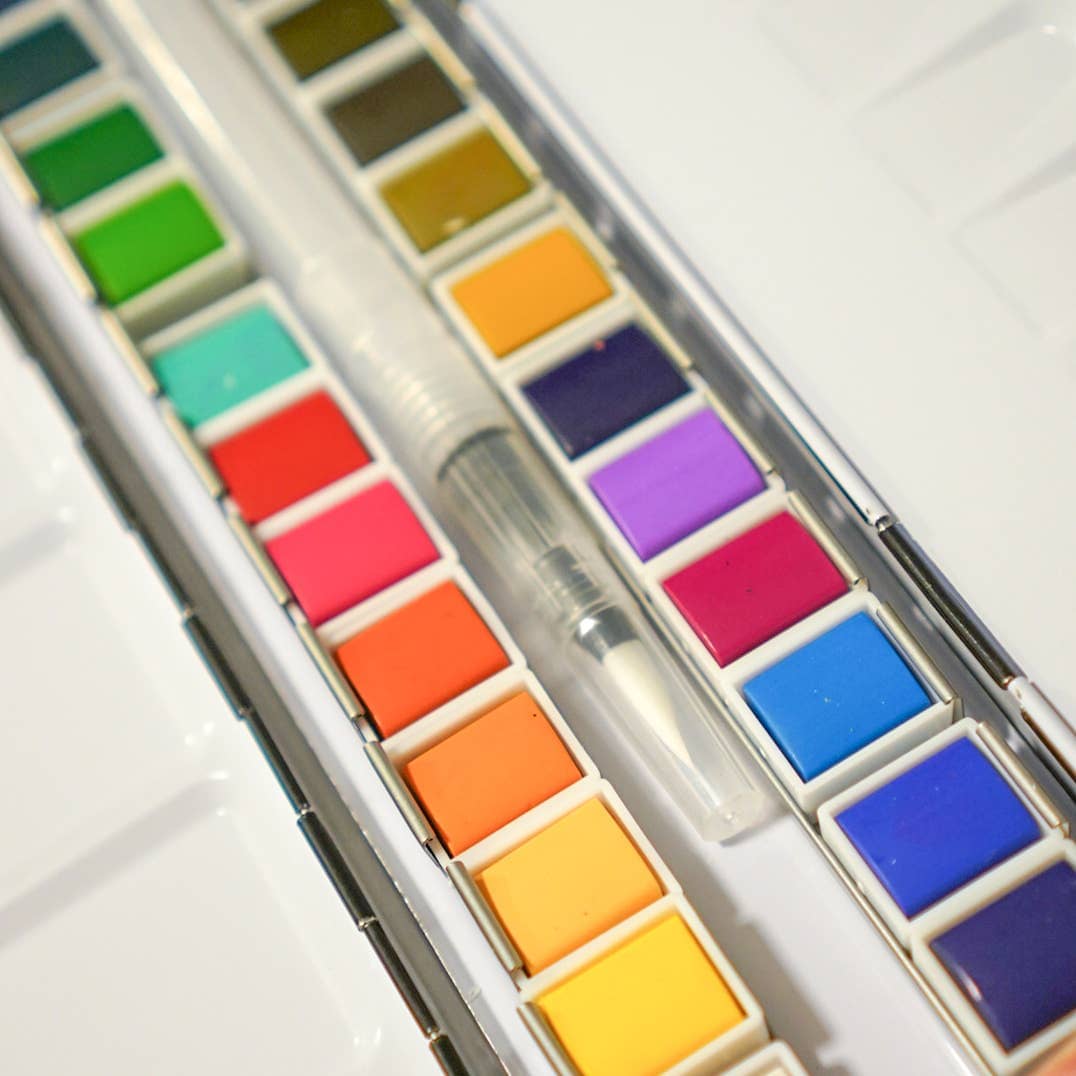 24 Color Watercolor Paint Palette Bailey Rae Studio 