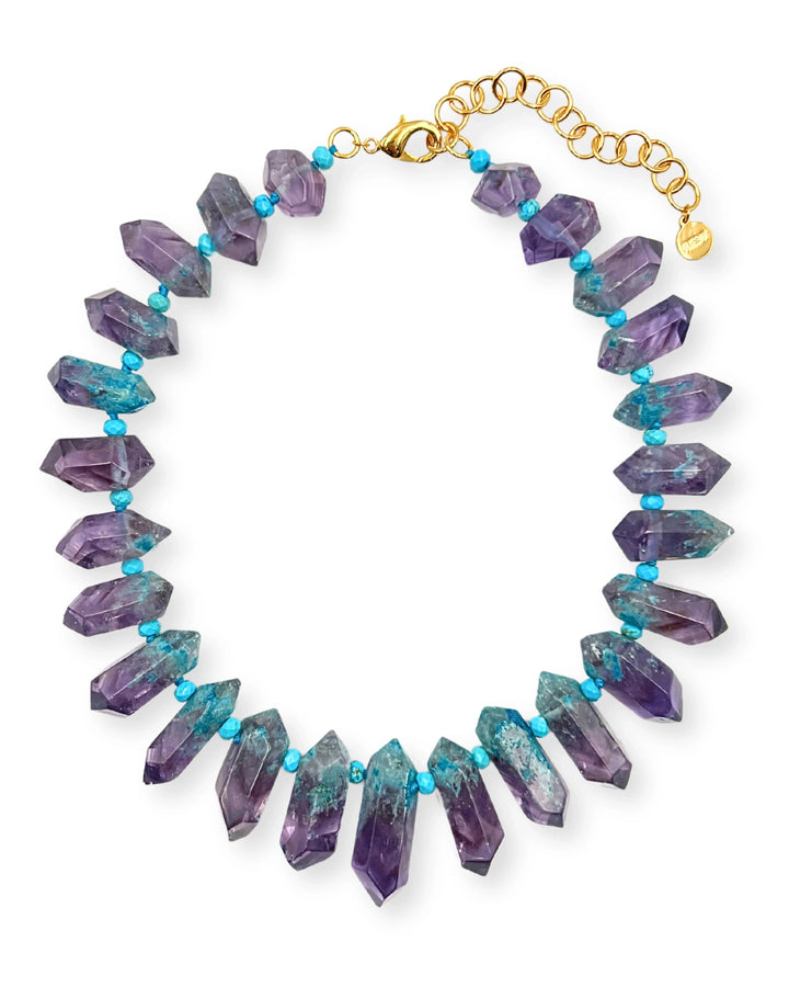 Amethyst and Turquoise Statement Necklace Nest Jewelry 