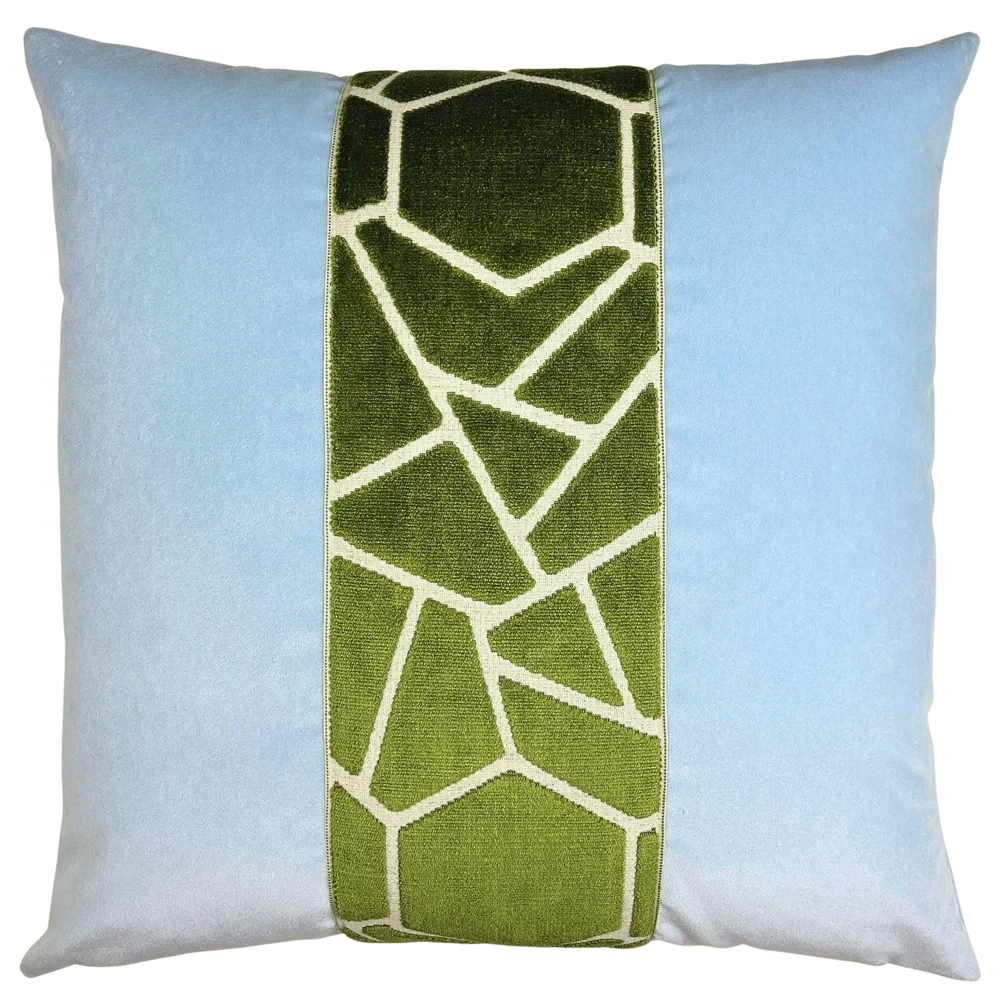 Annie Pillow 22" Decorative Pillow Piper-Collection Kiwi/Chambray 