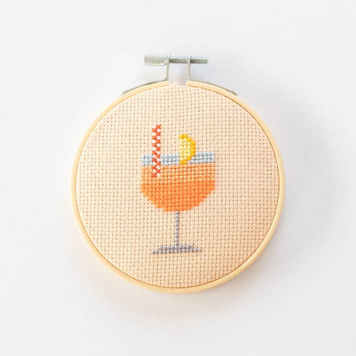 Aperol Cocktail Beginner Counted Cross Stitch Kit Cotton Clara Craft Kits & Supplies 