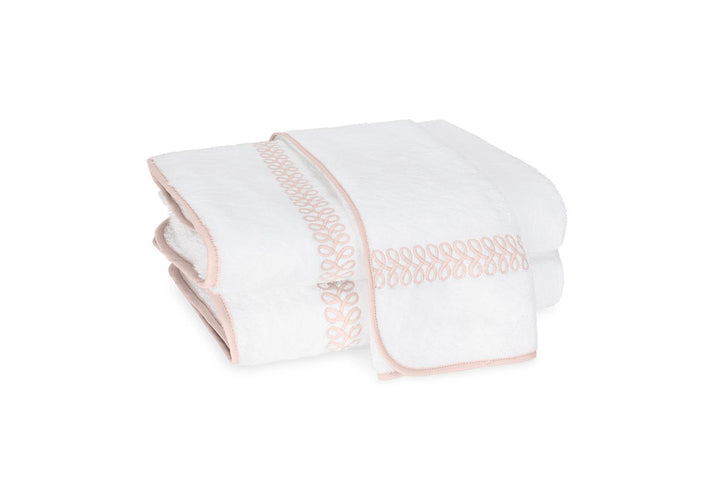 Astor Braid Towel Bath Linens Matouk Blush Hand Towel 