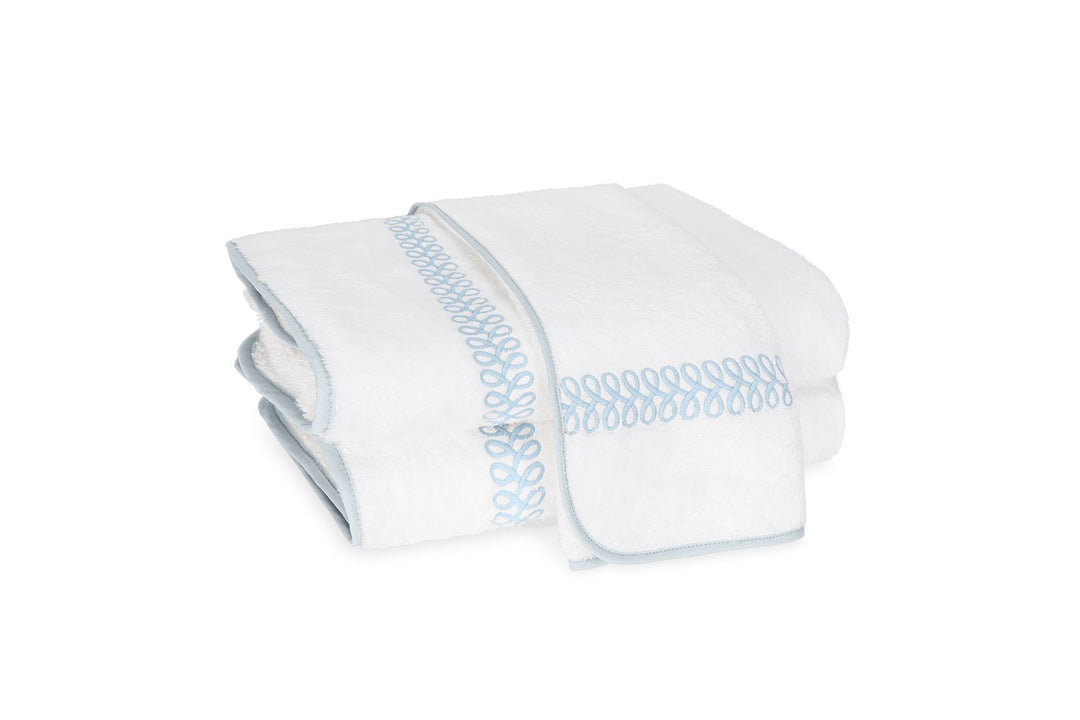 Astor Braid Towel Bath Linens Matouk Light Blue Hand Towel 