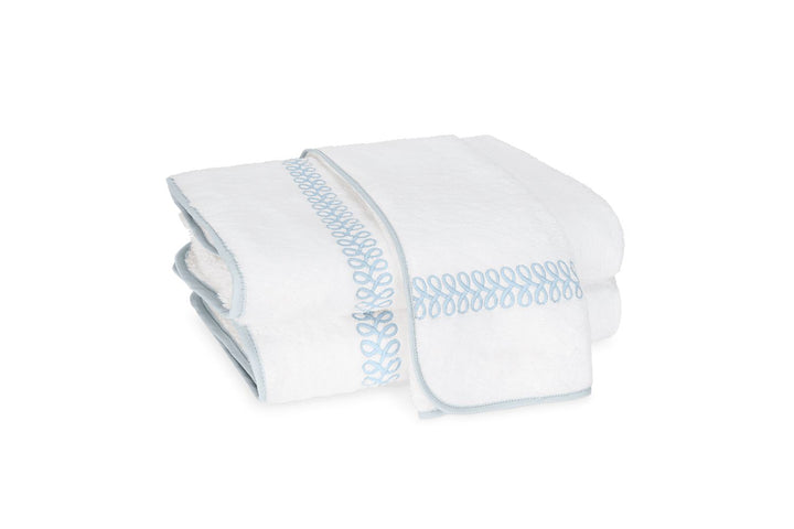 Astor Braid Towel Bath Linens Matouk Light Blue Hand Towel 