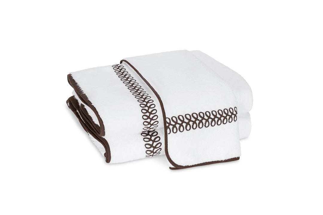 Astor Braid Towel Bath Linens Matouk Mocha Hand Towel 