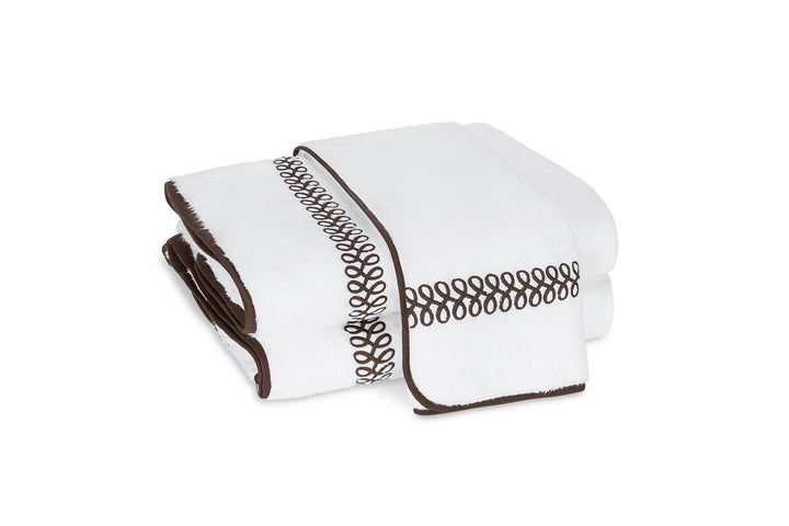 Astor Braid Towel Bath Linens Matouk Mocha Hand Towel 