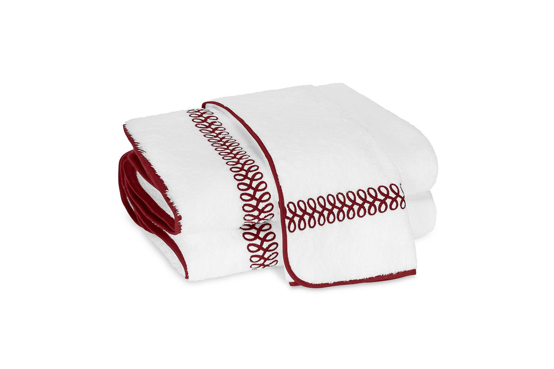 Astor Braid Towel Bath Linens Matouk Red Hand Towel 