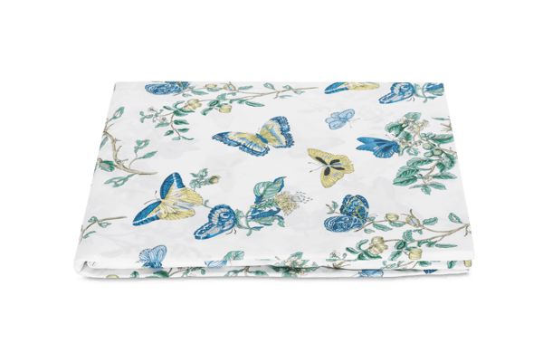 Baudin Butterfly Queen Fitted Sheet Bedding Style Matouk Prussian Blue 