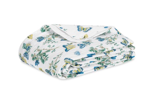 Baudin Butterfly Queen Quilt Bedding Style Matouk Prussian Blue 
