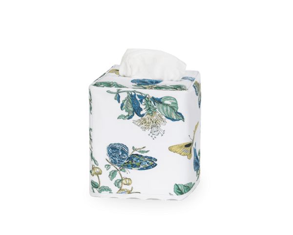 Baudin Butterfly Tissue Box Cover Bathroom Accessories Matouk Prussian Blue 