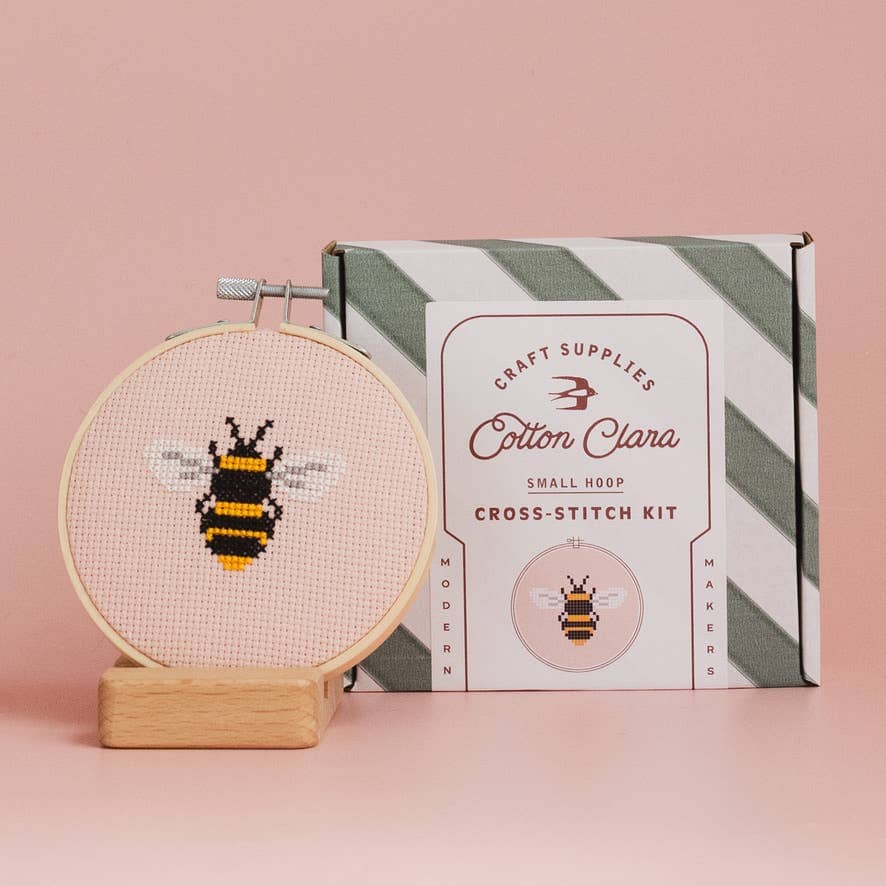 Beginner Bumble Bee Cross Stitch Kit Cotton Clara Craft Kits & Supplies 