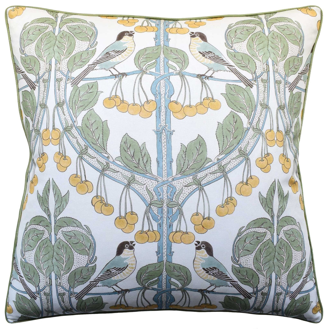 Birds & Cherries Pillow Decorative Pillow Ryan Studio 16x36 Aqua 