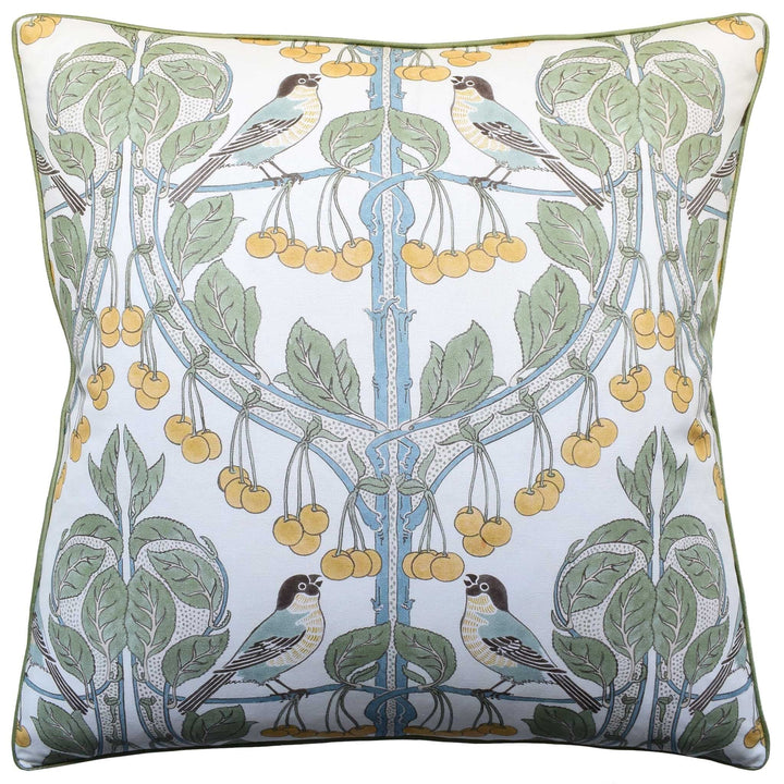 Birds & Cherries Pillow Decorative Pillow Ryan Studio 16x36 Aqua 