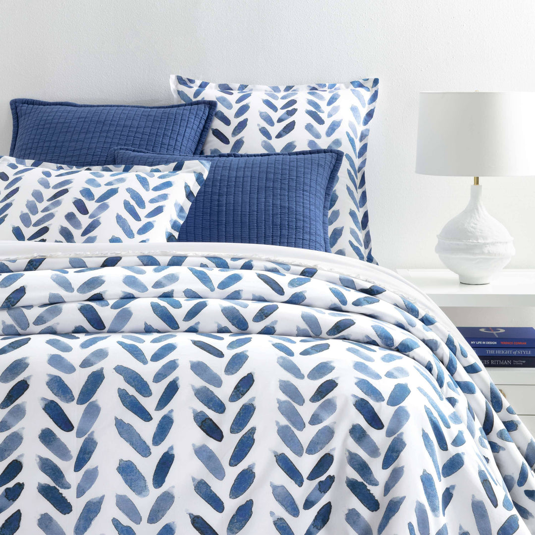 Blue Brush Full/Queen Duvet Cover Bedding Style Pine Cone Hill 