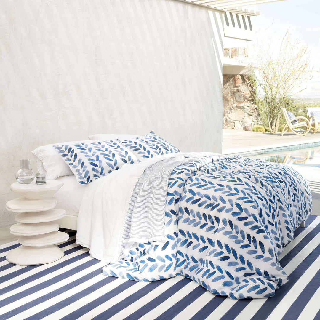Blue Brush Full/Queen Duvet Cover Bedding Style Pine Cone Hill