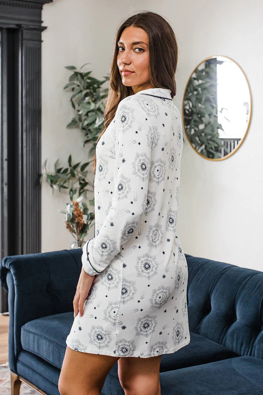 Celestial Amber Classic Button Nightshirt Sleepwear & Loungewear Yala Designs 