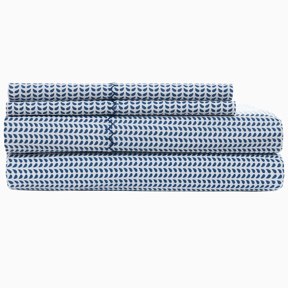 Cinde Organic Full/Queen Sheet Set Bedding Style John Robshaw Navy 