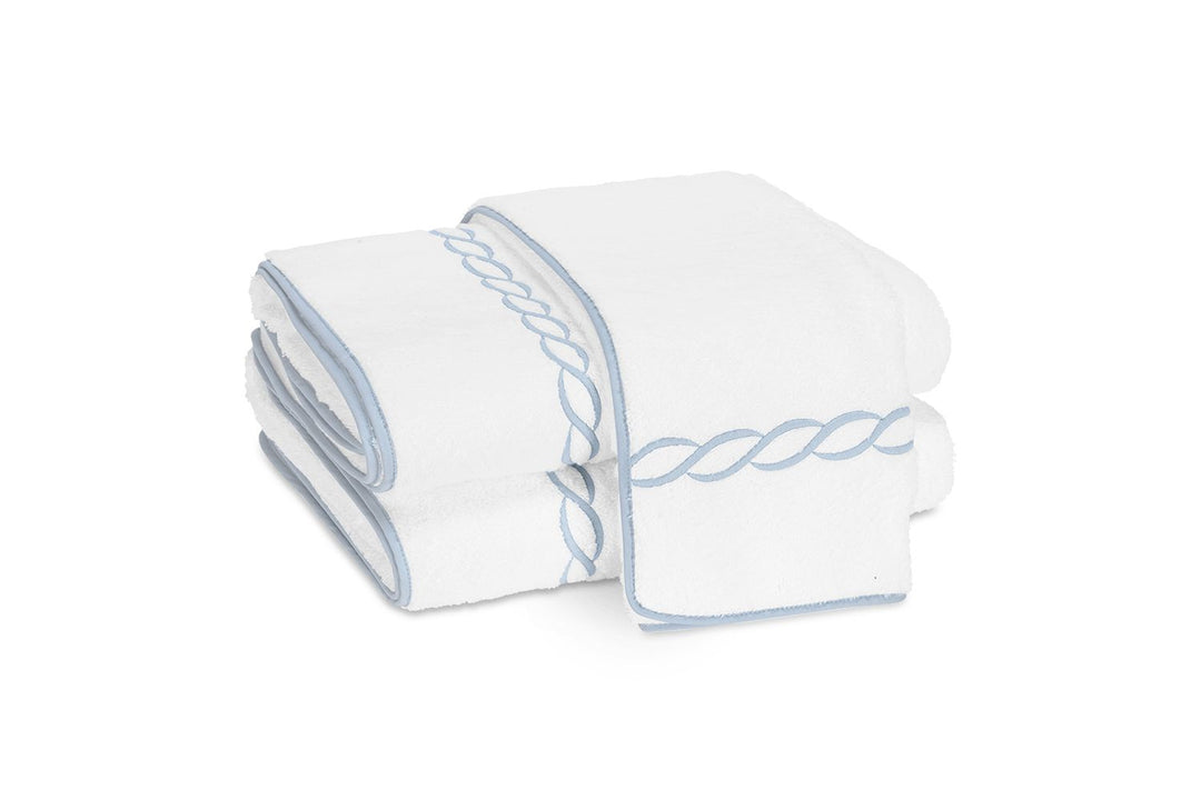 Classic Chain Guest Towel Bath Linens Matouk Light Blue 