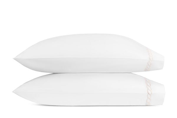 Classic Chain King Pillowcases- Pair Bedding Style Matouk Blush 