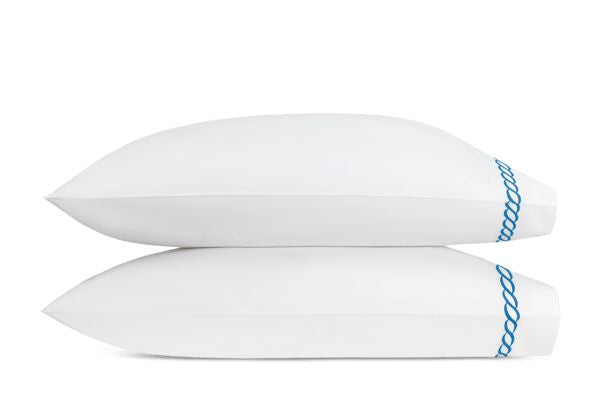 Classic Chain King Pillowcases- Pair Bedding Style Matouk Cobalt 