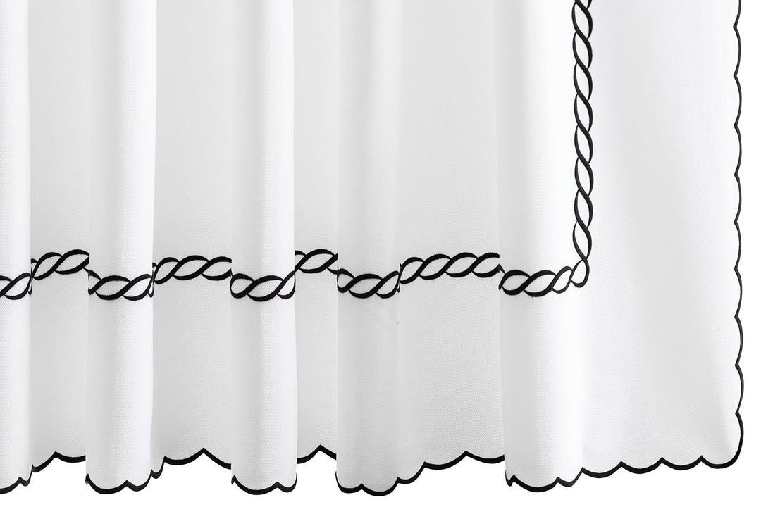 Classic Chain Scallop Shower Curtain Shower Curtains Matouk Black 
