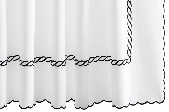 Classic Chain Scallop Shower Curtain Shower Curtains Matouk Black 