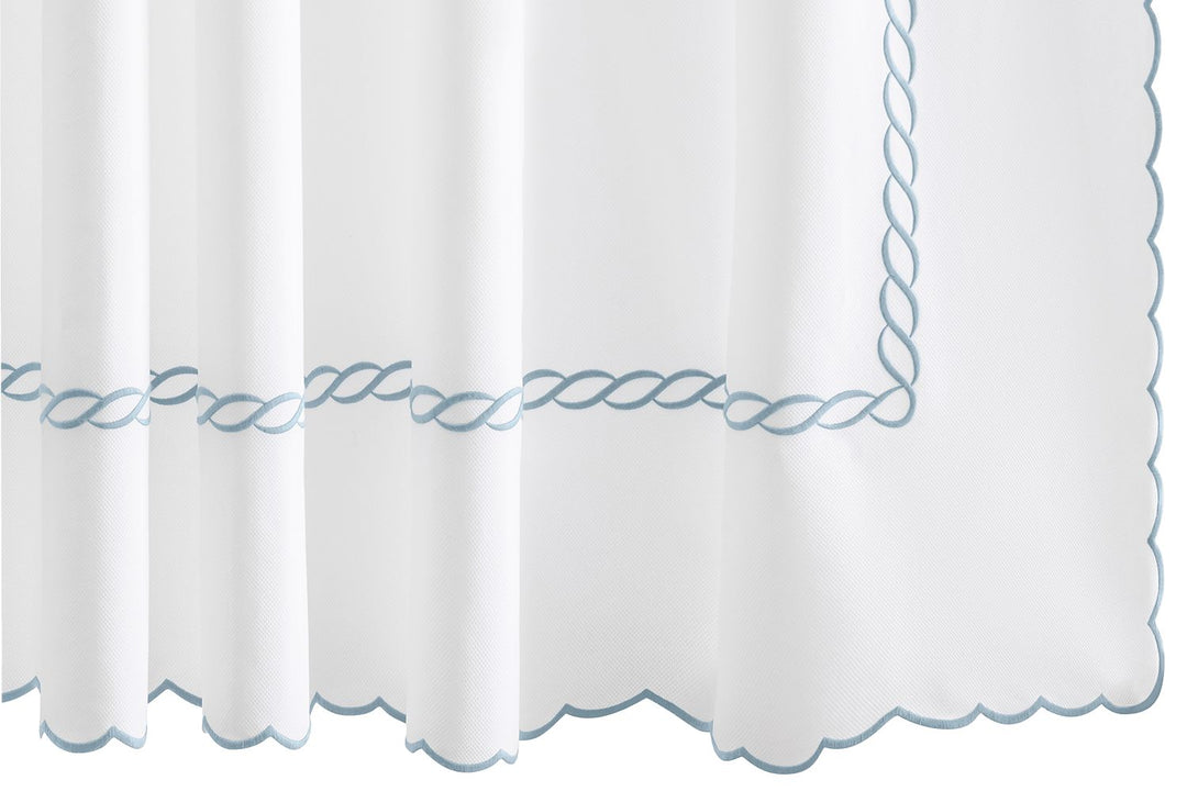Classic Chain Scallop Shower Curtain Shower Curtains Matouk Hazy Blue 