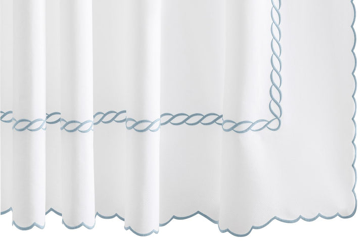 Classic Chain Scallop Shower Curtain Shower Curtains Matouk Hazy Blue 