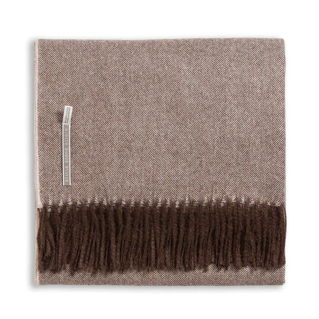 Classic Herringbone Alpaca Throw Throw Alicia Adams Chocoate 