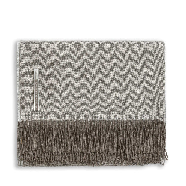 Classic Herringbone Alpaca Throw Throw Alicia Adams Mossgrey 