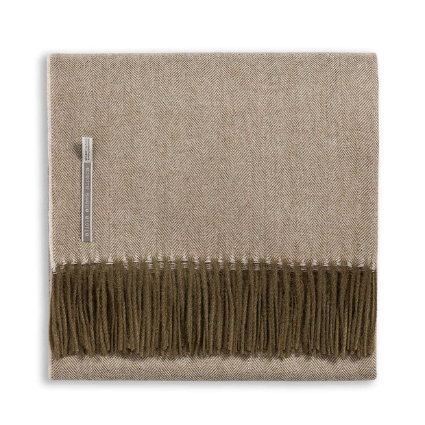 Classic Herringbone Alpaca Throw Throw Alicia Adams Olive 