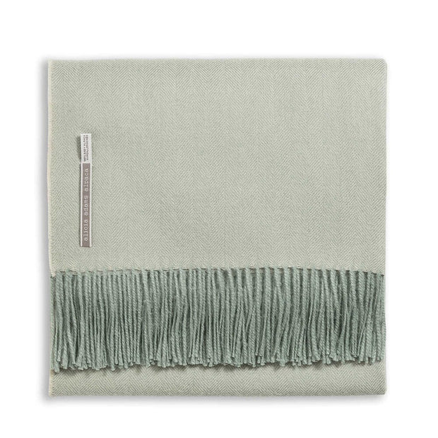 Classic Herringbone Alpaca Throw Throw Alicia Adams Sage 