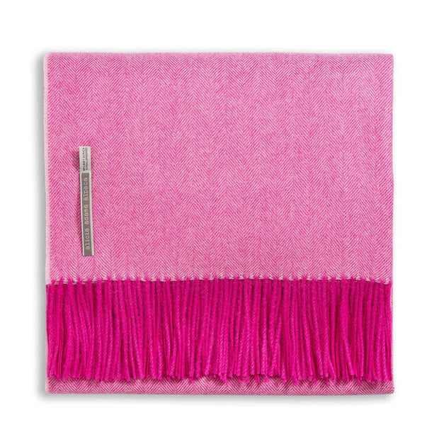 Classic Herringbone King Bed Scarf Blanket Alicia Adams Hot Pink 