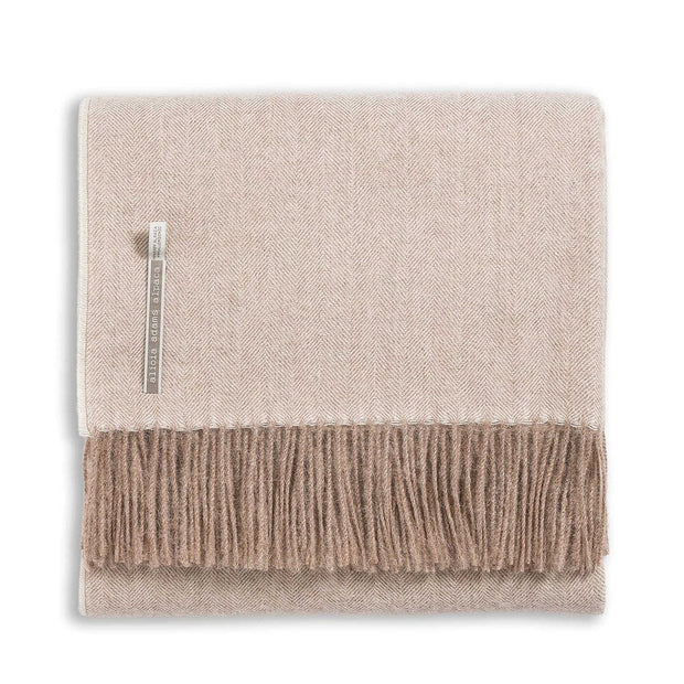 Classic Herringbone King Bed Scarf Blanket Alicia Adams Taupe 