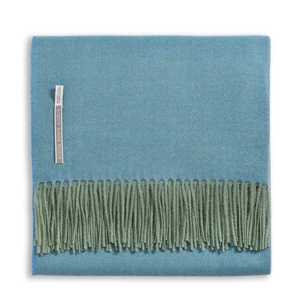 Classic Herringbone King Bed Scarf Blanket Alicia Adams Turquoise 