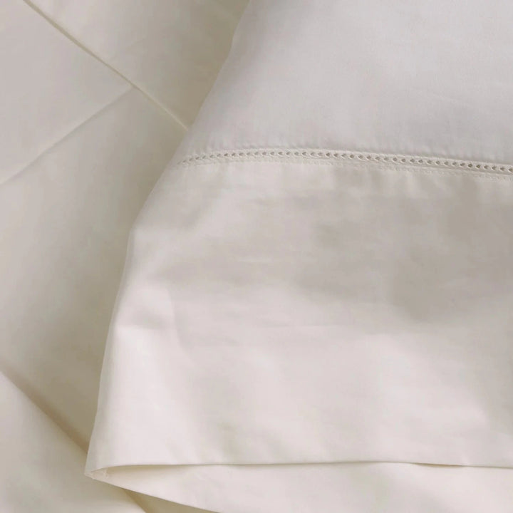 Classico Hemstitch Cotton Sateen Sheet Set Bedside Manor Ivory Twin 