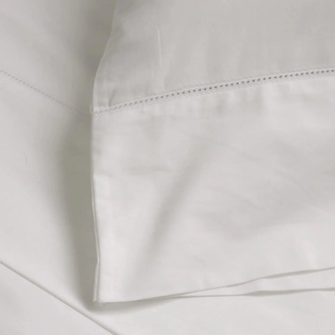 Classico Hemstitch Cotton Sateen Sheet Set Bedside Manor White Twin 