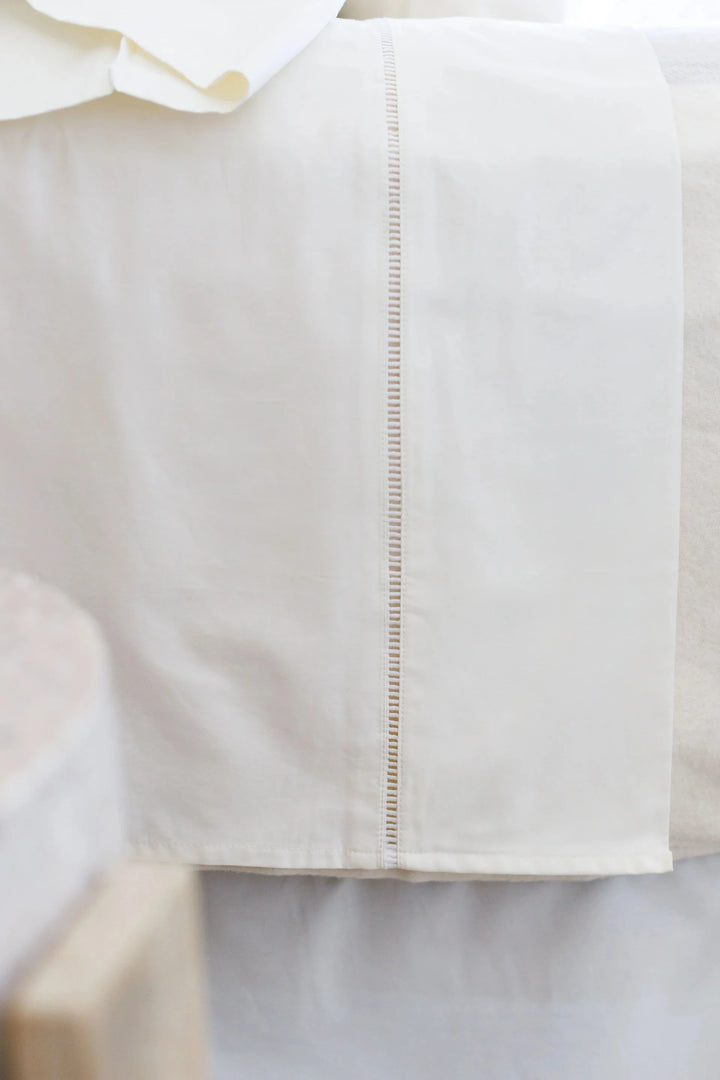 Como Ladder Stitch Sateen Sheet Set Bedding Style Pom Pom at Home Twin 