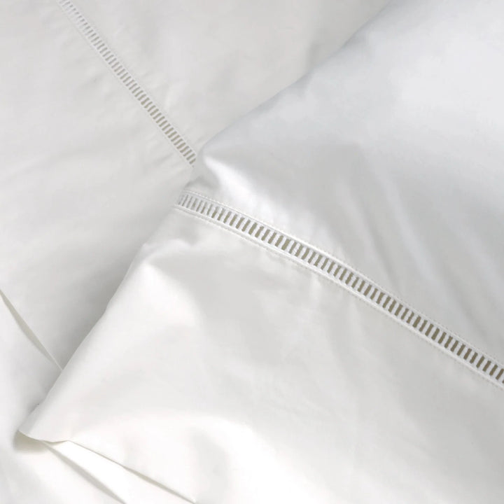 Como Ladder Stitch Sateen Sheet Set Bedding Style Pom Pom at Home White Twin 