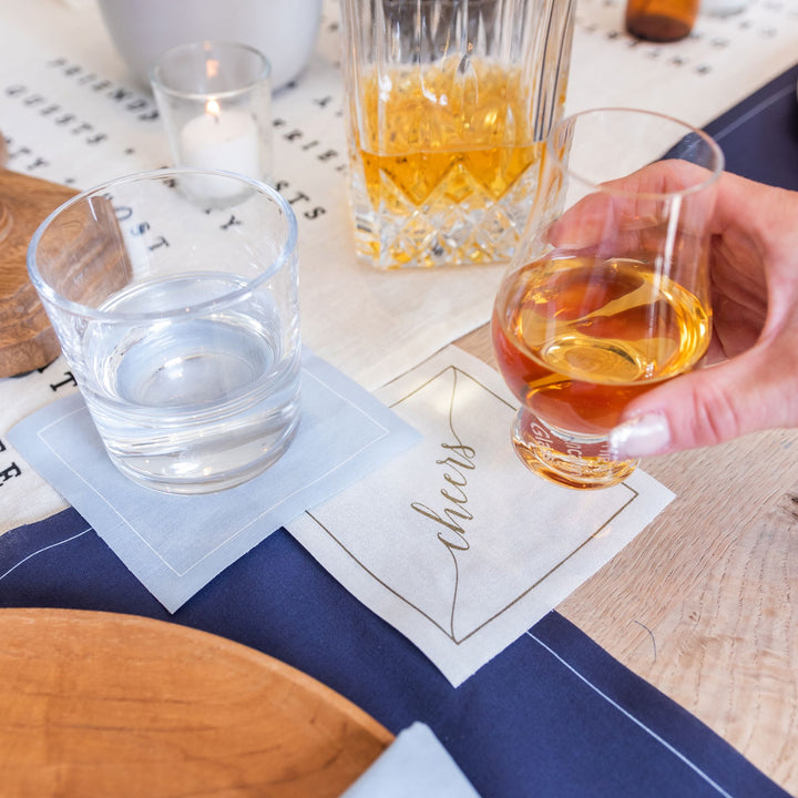 Cotton Cocktail Napkin Roll: Glass Slipper (Light Blue) Table Theory (Formerly Toasting with Tara) 