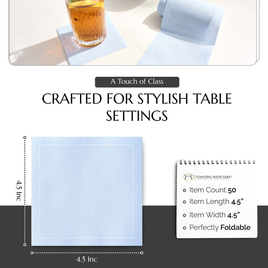 Cotton Cocktail Napkin Roll: Glass Slipper (Light Blue) Table Theory (Formerly Toasting with Tara) 