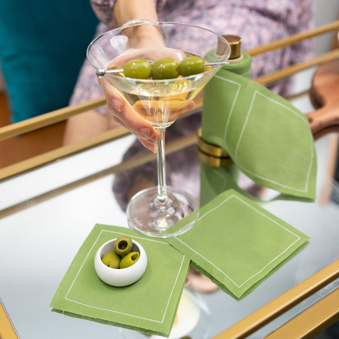 Cotton Cocktail Napkin Roll: Olive (Warm Green) Table Theory (Formerly Toasting with Tara) 