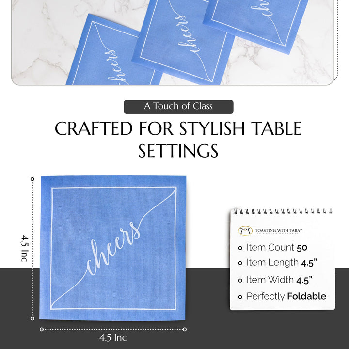Cotton Cocktail Napkin Roll: Summer Dreaming -White “Cheers" Table Theory (Formerly Toasting with Tara) 