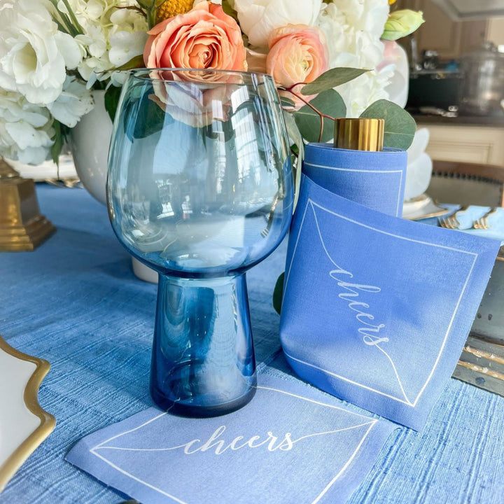 Cotton Cocktail Napkin Roll: Summer Dreaming -White “Cheers" Table Theory (Formerly Toasting with Tara) 