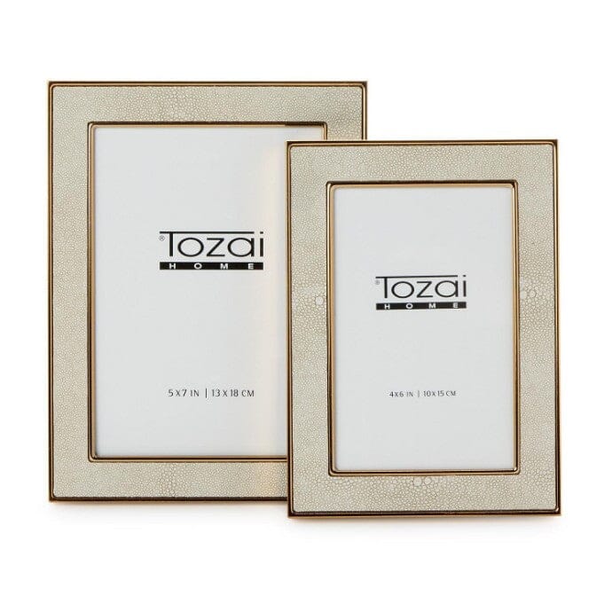 Cream Shagreen & Gold Frame Twos Company 