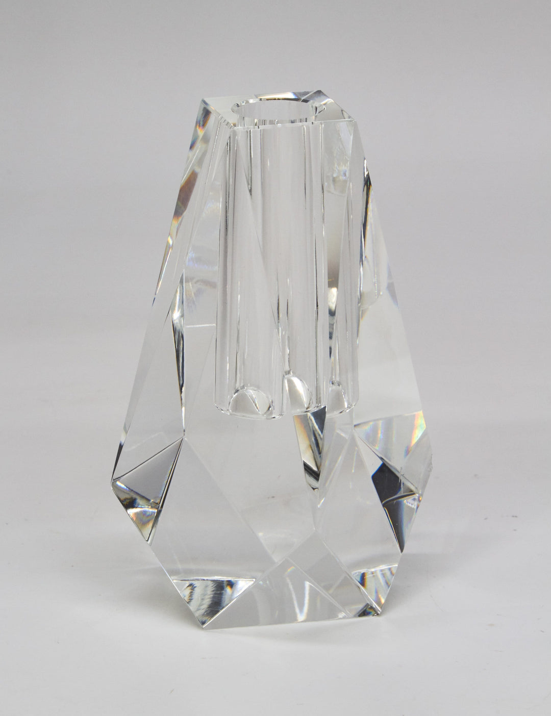Crystal Glass Bud Vase Diamond Cut 4.75" Tizo 